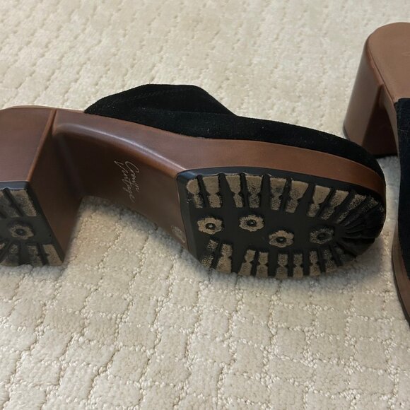 New Crown Vintage Black Suede Platform Clogs 6.5 - Picture 3 of 5